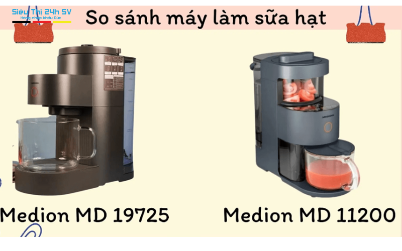 sự khác nhau giữa máy làm sữa hạt medion 19725 và medion 11200 